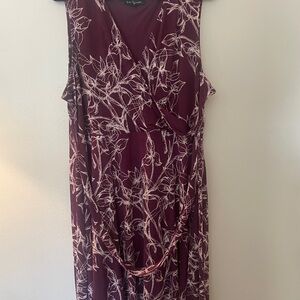 41 Hawthorn Maroon and Cream Patterned Midi Dress